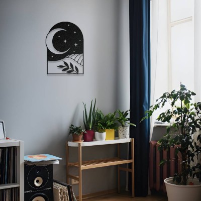 Bohem Ay ve Gece Manzarası Metal Duvar Dekoru