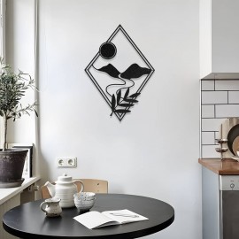 Dağ ve Güneş Temalı Metal Duvar Dekoru