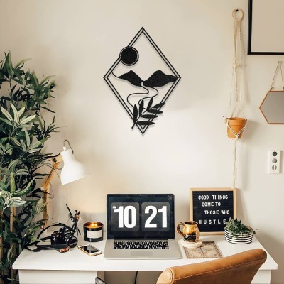 Dağ ve Güneş Temalı Metal Duvar Dekoru