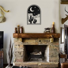 Bohem Çöl Esintisi Kaktüs ve Ay Temalı Metal Duvar Dekoru 