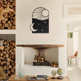 Gece ve Gündüz Temalı Estetik Metal Duvar Dekoru