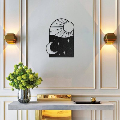 Gece ve Gündüz Temalı Estetik Metal Duvar Dekoru
