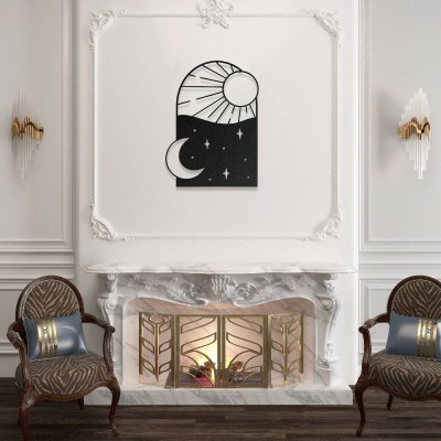 Gece ve Gündüz Temalı Estetik Metal Duvar Dekoru