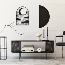 Ay ve Dalga Temalı Modern Metal Duvar Dekoru