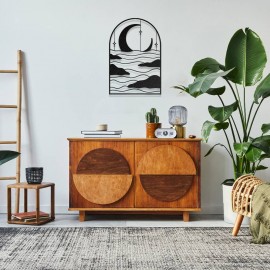 Ay ve Dalga Temalı Modern Metal Duvar Dekoru