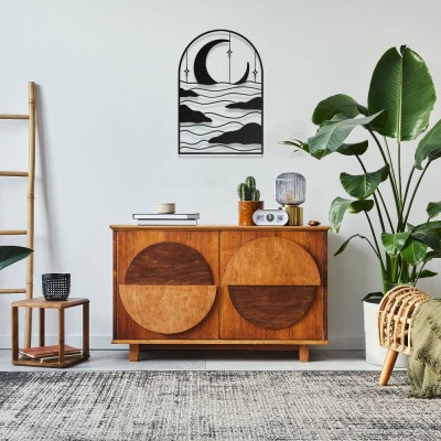 Ay ve Dalga Temalı Modern Metal Duvar Dekoru