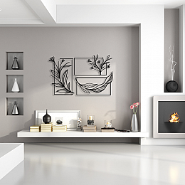 3 Parça Çiçek Duvar Oda Ev Aksesuarı Dekoratif Metal Tablo 