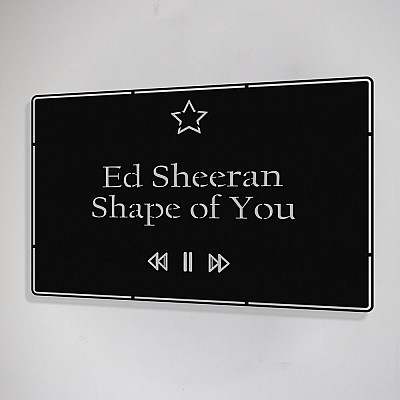 Benim Favori Şarkı Shape Of You ve Şarkıcım Ad Sheeran Tasarım Metal Tablosu 50x32cm