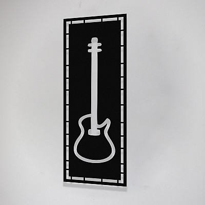 Çerçeve İçinde Gitar Tasarım Metal Tablosu 70x25cm