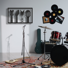 Dörtlü Gitar Duvar Oda Ev Aksesuarı Metal Tablo 