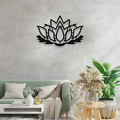 NEW JARGON Lotus Çiçeği Yoga Çiçeği Duvar Oda Aksesuarı Metal Dekoratif İç Mekan İçin Metal Tablo 50x50 cm