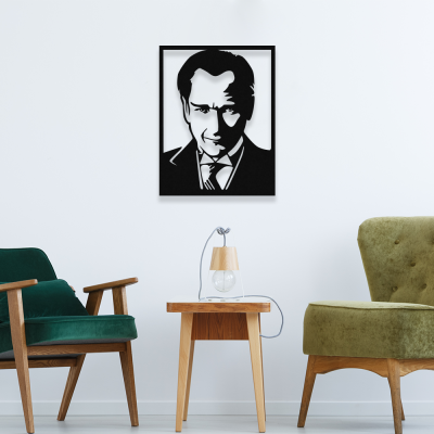 NEW JARGON Mustafa Kemal Atatürk Potresi Yazısı Metal Dekoratif İç Mekan İçin Metal Tablo 50x38 cm
