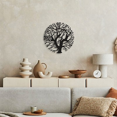 Yaşam Ağacı Duvar Oda Ev Aksesuarı Metal Tablo 50x50 cm