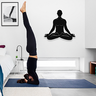 NEW JARGON  Yoga Yapan Erkek Figürü Duvar Oda Ev Aksesuarı Metal Dekoratif İç Mekan İçin Metal Tablo 50x50 cm