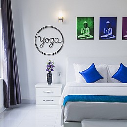 Yoga Yazılı Duvar Oda Ev Aksesuarı Metal Tablo 50x50 cm
