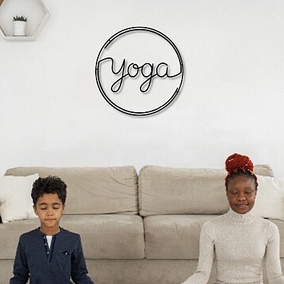 Yoga Yazılı Duvar Oda Ev Aksesuarı Metal Tablo 50x50 cm