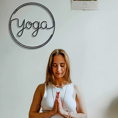 Yoga Yazılı Duvar Oda Ev Aksesuarı Metal Tablo 50x50 cm