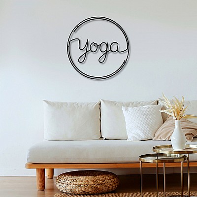 Yoga Yazılı Duvar Oda Ev Aksesuarı Metal Tablo 50x50 cm