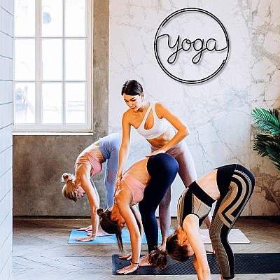 Yoga Yazılı Duvar Oda Ev Aksesuarı Metal Tablo 50x50 cm