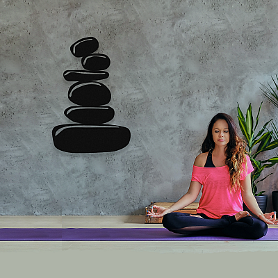 NEW JARGON Yoga Zen Denge Taşları Metal Dekoratif İç Mekan İçin Metal Tablo 50x33 cm