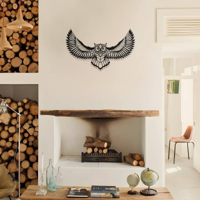 Baykuş Figürlü Metal Duvar Aksesuarı – Modern Metal Tablo