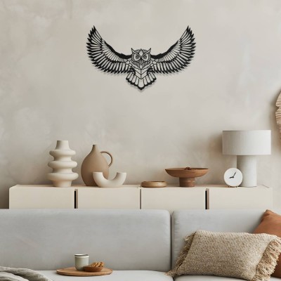 Baykuş Figürlü Metal Duvar Aksesuarı – Modern Metal Tablo