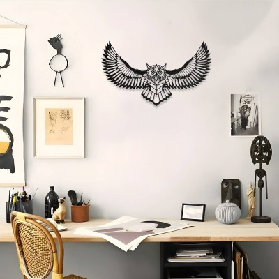 Baykuş Figürlü Metal Duvar Aksesuarı – Modern Metal Tablo