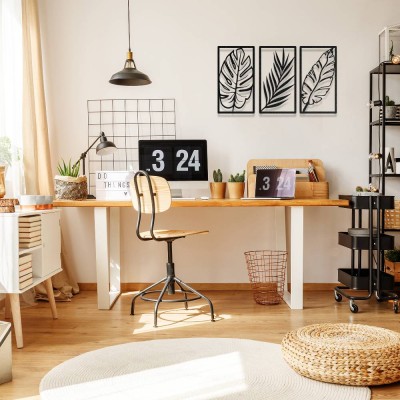 Tropikal Yapraklar Metal Duvar Tablosu – 3 Parça Metal Dekor Seti