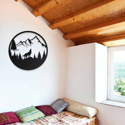 Uluyan Kurt Metal Duvar Dekoru – Doğa Temalı Metal Tablo