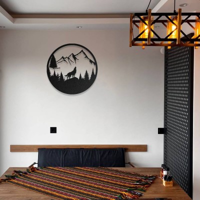 Uluyan Kurt Metal Duvar Dekoru – Doğa Temalı Metal Tablo