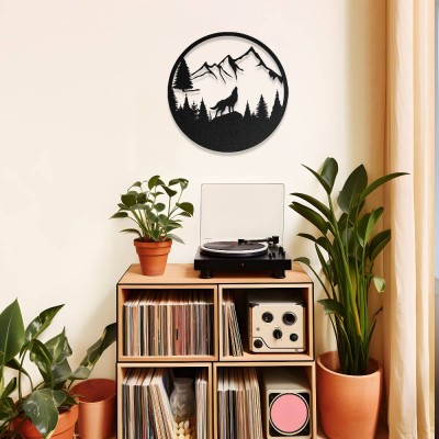 Uluyan Kurt Metal Duvar Dekoru – Doğa Temalı Metal Tablo