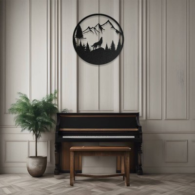 Uluyan Kurt Metal Duvar Dekoru – Doğa Temalı Metal Tablo