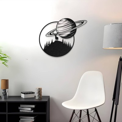Gezegen ve Doğa Metal Duvar Tablosu – Satürn Temalı Metal Dekor