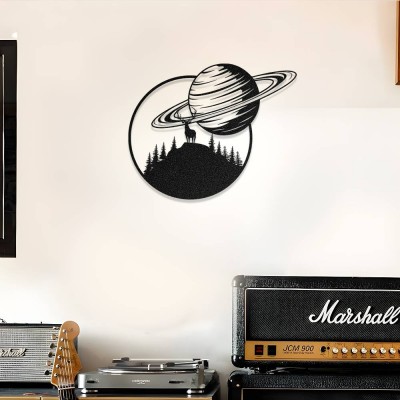 Gezegen ve Doğa Metal Duvar Tablosu – Satürn Temalı Metal Dekor