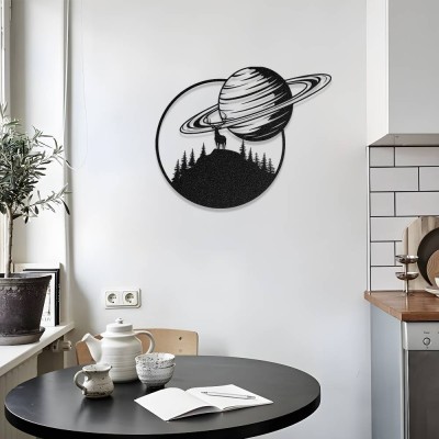 Gezegen ve Doğa Metal Duvar Tablosu – Satürn Temalı Metal Dekor
