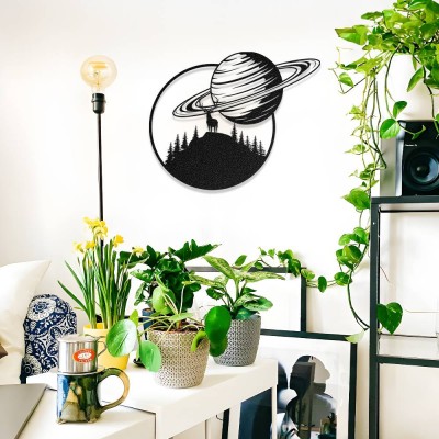 Gezegen ve Doğa Metal Duvar Tablosu – Satürn Temalı Metal Dekor