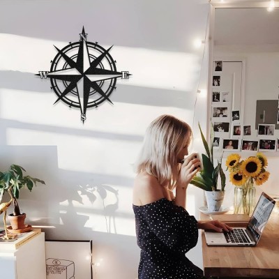 Denizci Pusulası Metal Duvar Dekoru