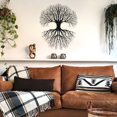 Hayat Ağacı Metal Duvar Tablosu – Kök ve Dallar Tasarımı