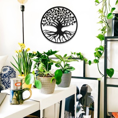 Yuvarlak Hayat Ağacı Metal Duvar Dekoru