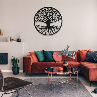 Yuvarlak Hayat Ağacı Metal Duvar Dekoru
