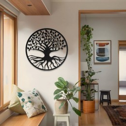 Yuvarlak Hayat Ağacı Metal Duvar Dekoru