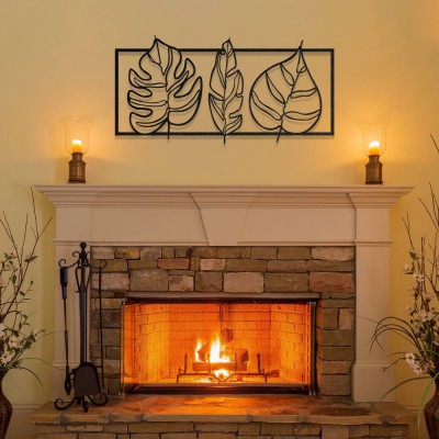 Monstera ve Yaprak Desenli Metal Duvar Dekoru