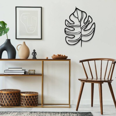 Monstera Yaprak Metal Duvar Tablosu – Tropikal Yaprak Dekoru