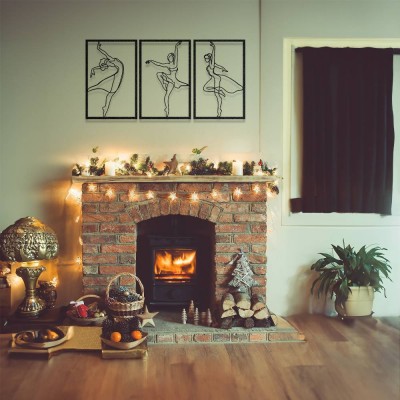 3 Parça Balerin Metal Duvar Tablosu Seti