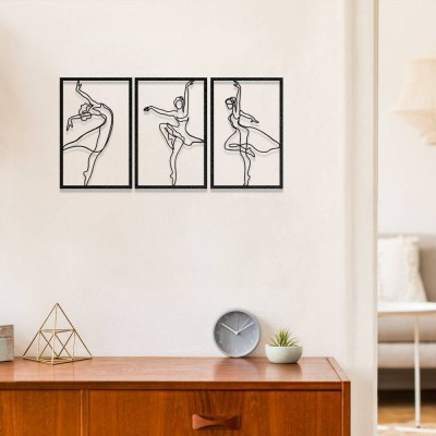 3 Parça Balerin Metal Duvar Tablosu Seti