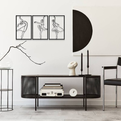 3 Parça Balerin Metal Duvar Tablosu Seti