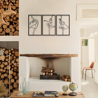 3 Parça Balerin Metal Duvar Tablosu Seti