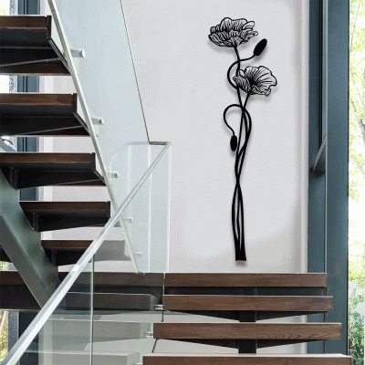Gelincik Bahar Çiçeği Metal Tablo, Minimalist Metal Tasarımı , Çiçekli Metal Tablo, Modern Ev Dekoru, Dikey Metal Duvar Panosu, Zarif Duvar Aksesuarı, Ev Hediyesi