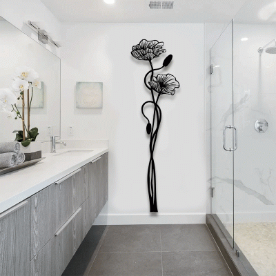 Gelincik Bahar Çiçeği Metal Tablo, Minimalist Metal Tasarımı , Çiçekli Metal Tablo, Modern Ev Dekoru, Dikey Metal Duvar Panosu, Zarif Duvar Aksesuarı, Ev Hediyesi