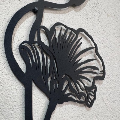 Gelincik Çiçeği Figürlü Metal Duvar Dekoru